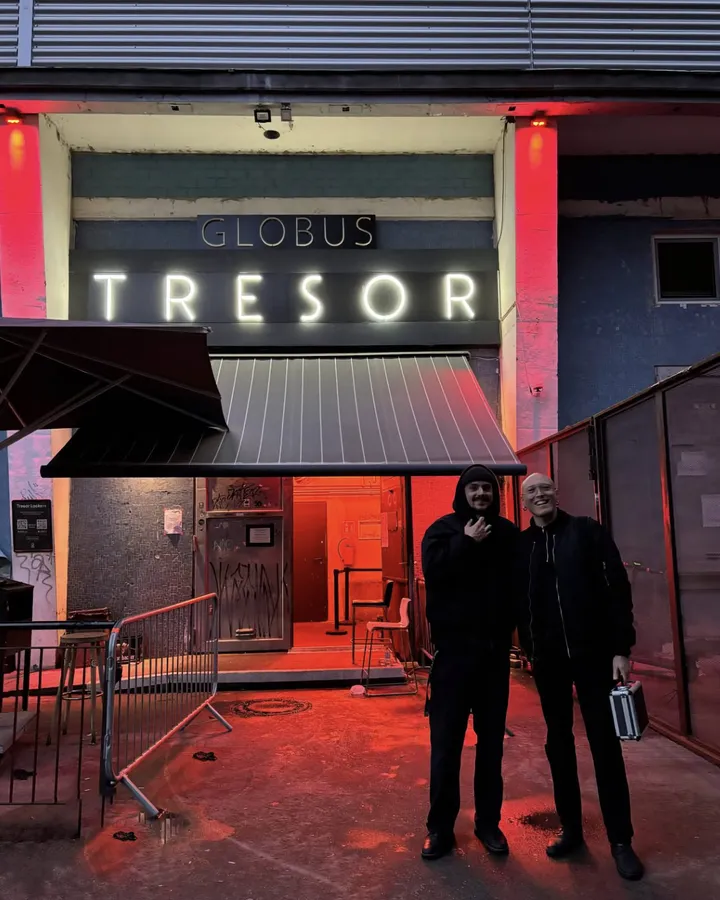 Mython and Jonas Xenon outside Tresor in October 2026