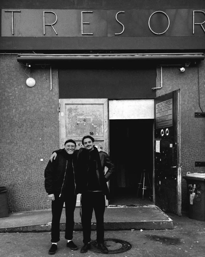 Mython with his friend Jonas Xenon before their event at Tresor on 27 Dec 2024