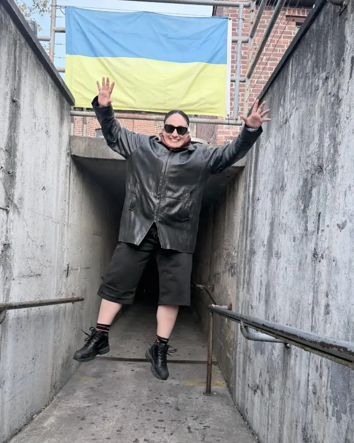 Rachel Noon in the entrance to Basement NYC November 2025