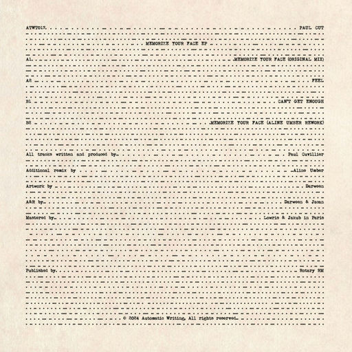 Paul Cut – Paul Cut Memorize Your Face EP, image 2